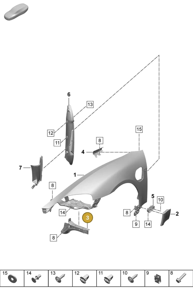 9J1805374Y — Porsche Taycan Sport Turismo (2023-2025) diagram p64801400, position 3