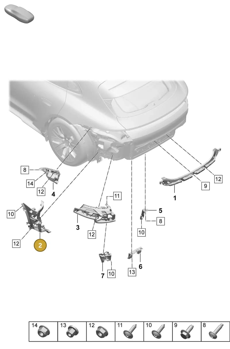 9J1807332A — Porsche Taycan Sport Turismo (2023-2025) diagram p64802700, position 2