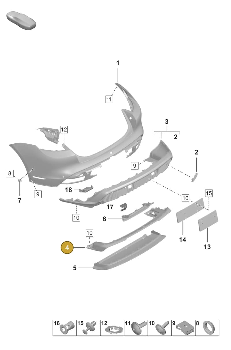 9J1807521BA3G — Porsche Taycan Sport Turismo (2019-2024) diagram p56802520, position 4