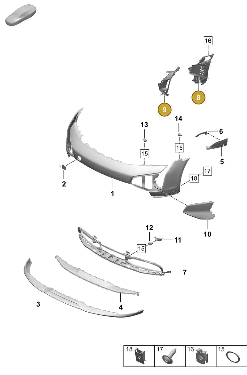 9J1807606AB — Porsche Taycan Sport Turismo (2023-2025) diagram p64802160, position 8+9