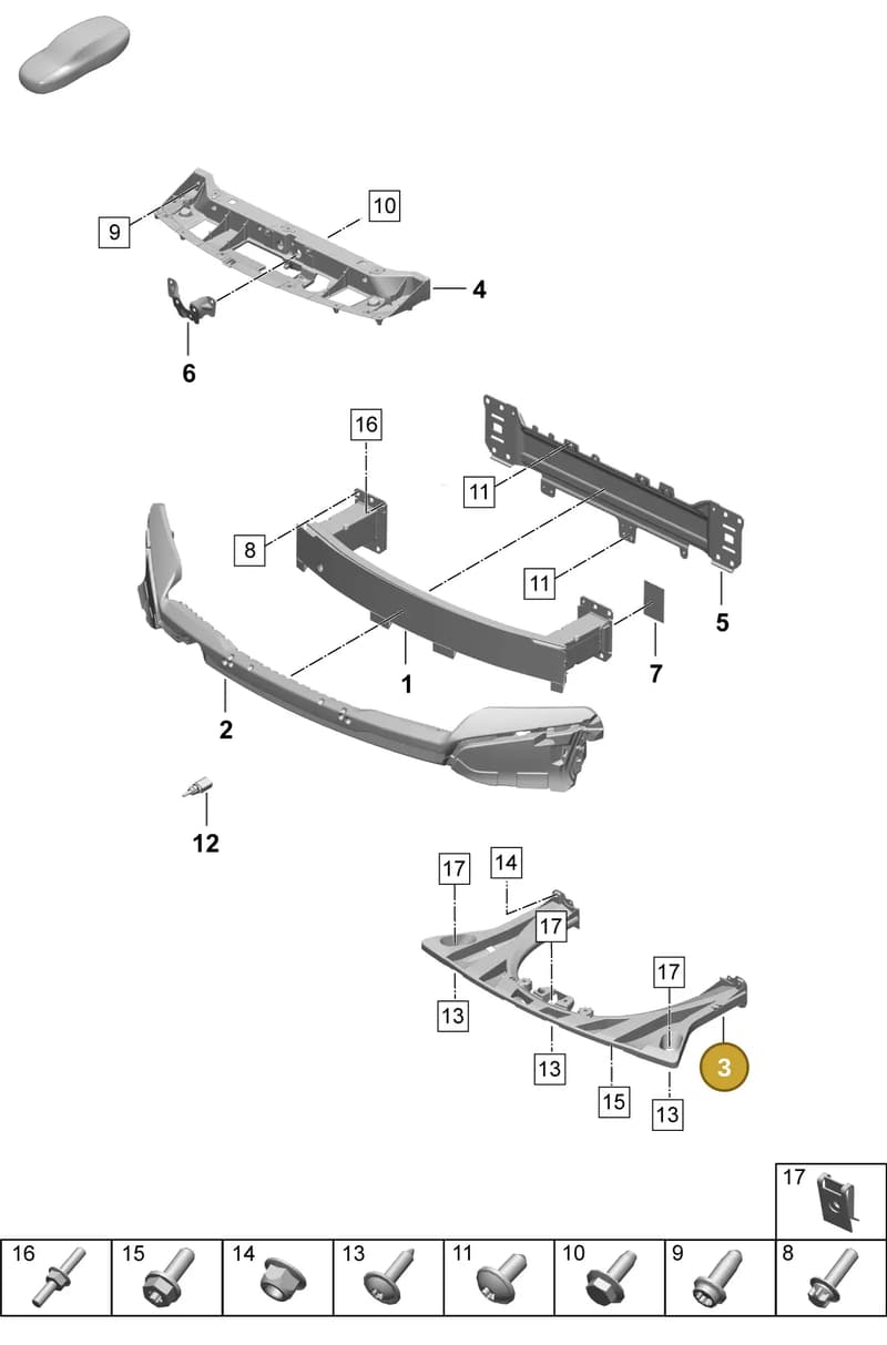 9J1807617A — Porsche Taycan Sport Turismo (2023-2025) diagram p64802410, position 3