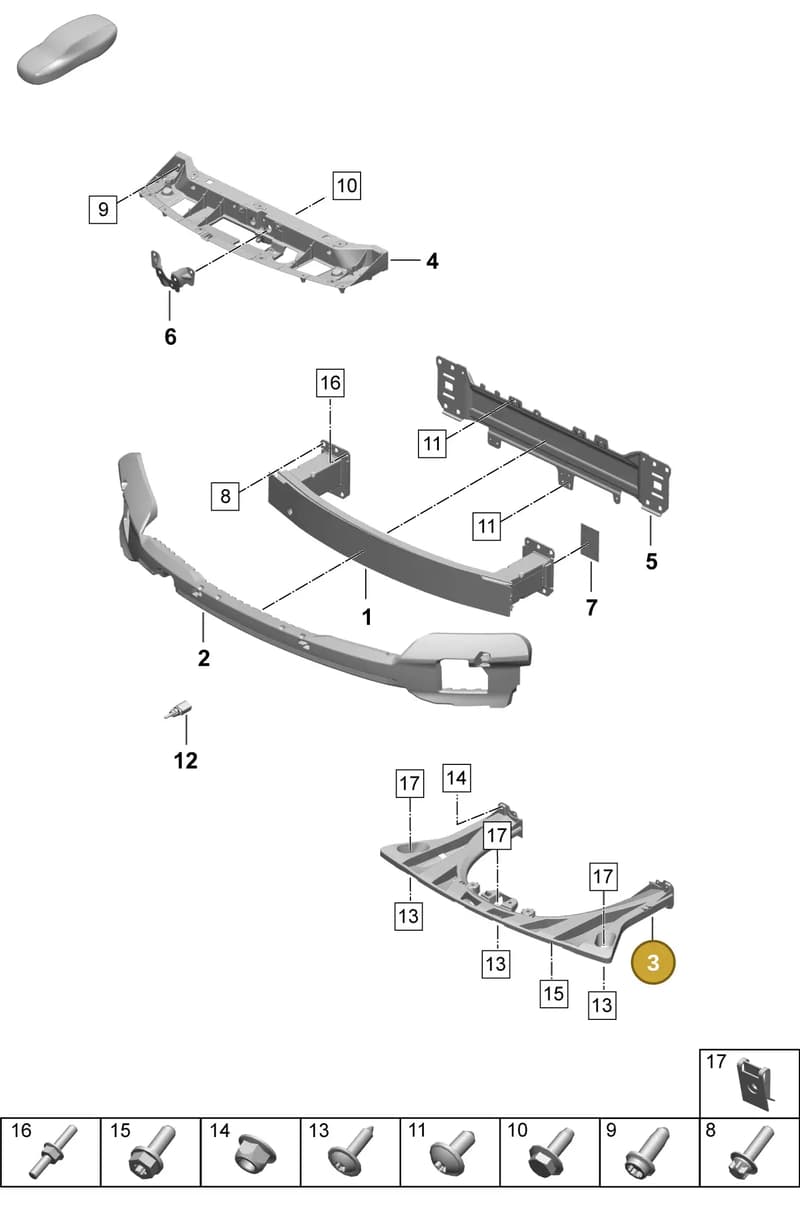 9J1807617A — Porsche Taycan Sport Turismo (2023-2025) diagram p64802400, position 3