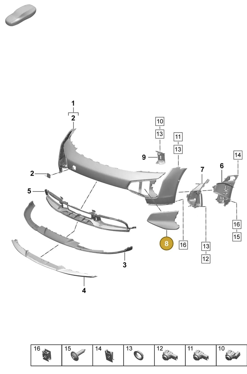 9J1807644G2X — Porsche Taycan Sport Turismo (2023-2025) diagram p64802030, position 8