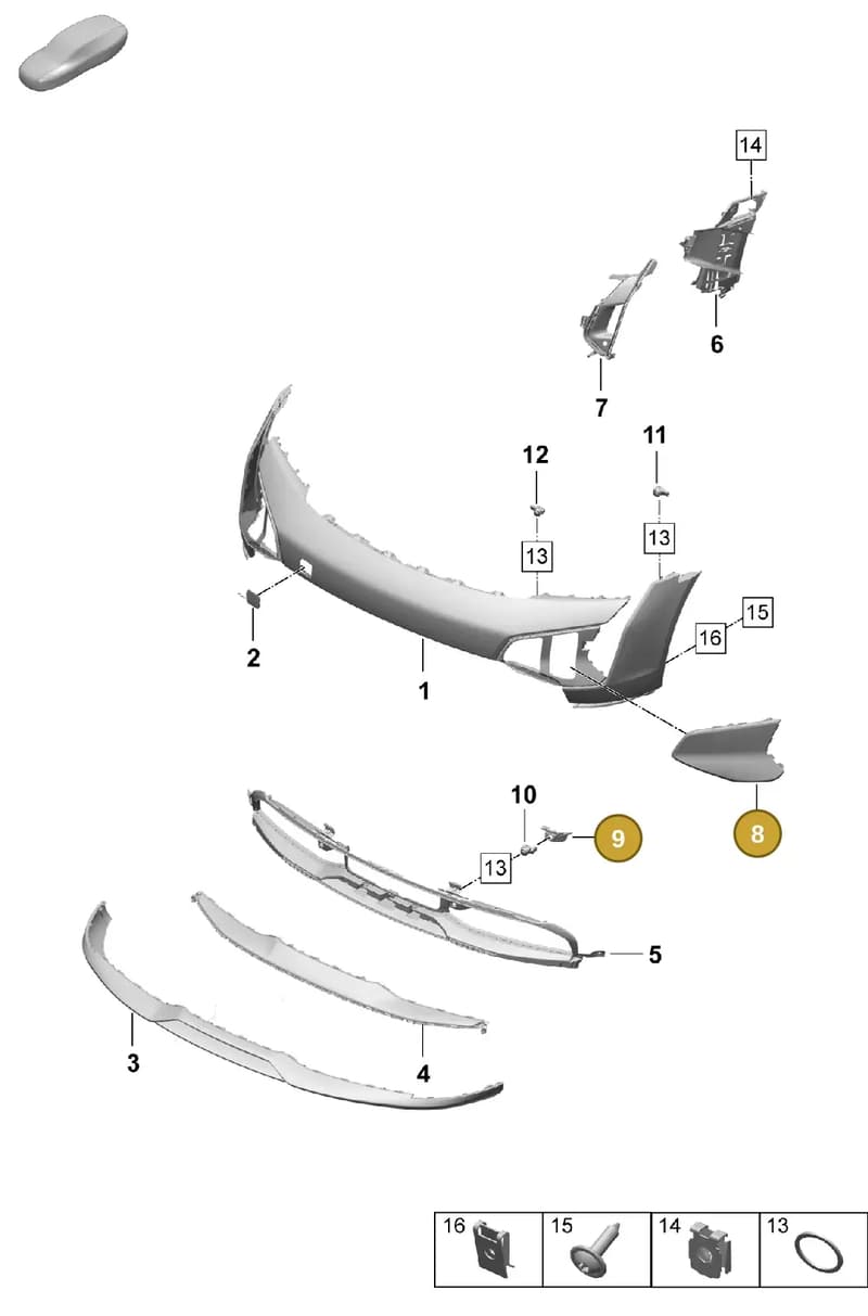 9J1807644G2X — Porsche Taycan Sport Turismo (2023-2025) diagram p64802110, position 8+9