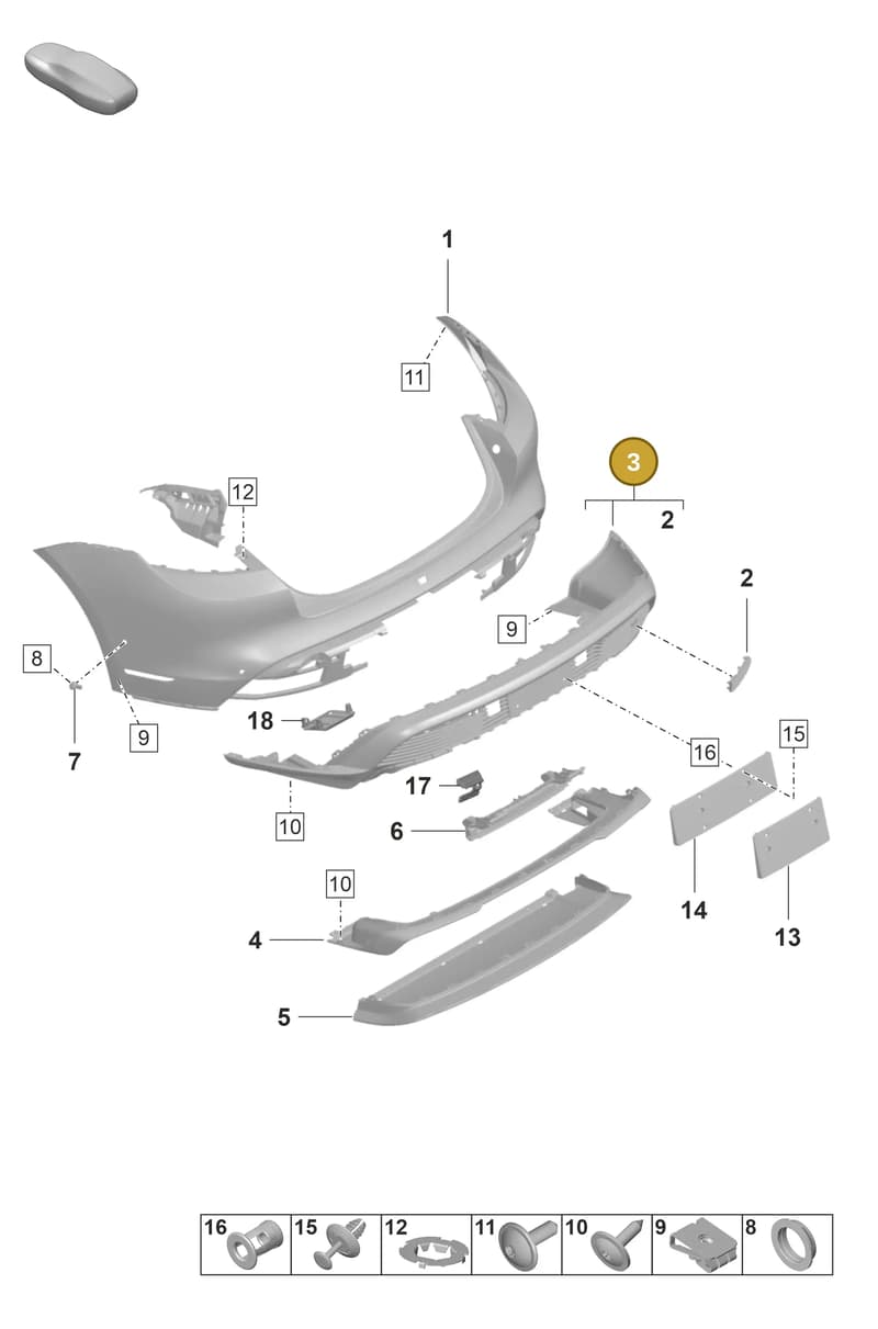 9J1807875B — Porsche Taycan Sport Turismo (2019-2024) diagram p56802520, position 3