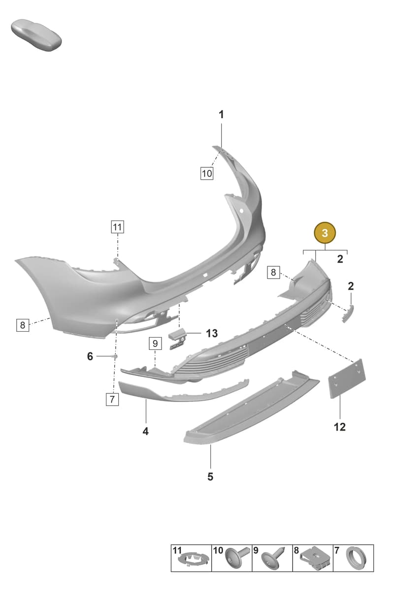 9J1807875R — Porsche Taycan Sport Turismo (2019-2024) diagram p56802510, position 3