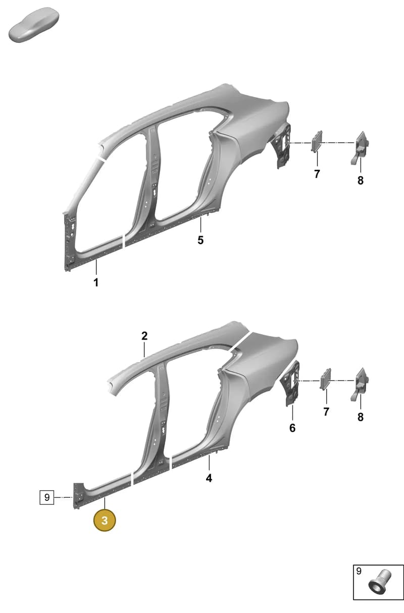 9J1809022YGRV — Porsche Taycan Sport Turismo (2023-) diagram p64801560, position 3