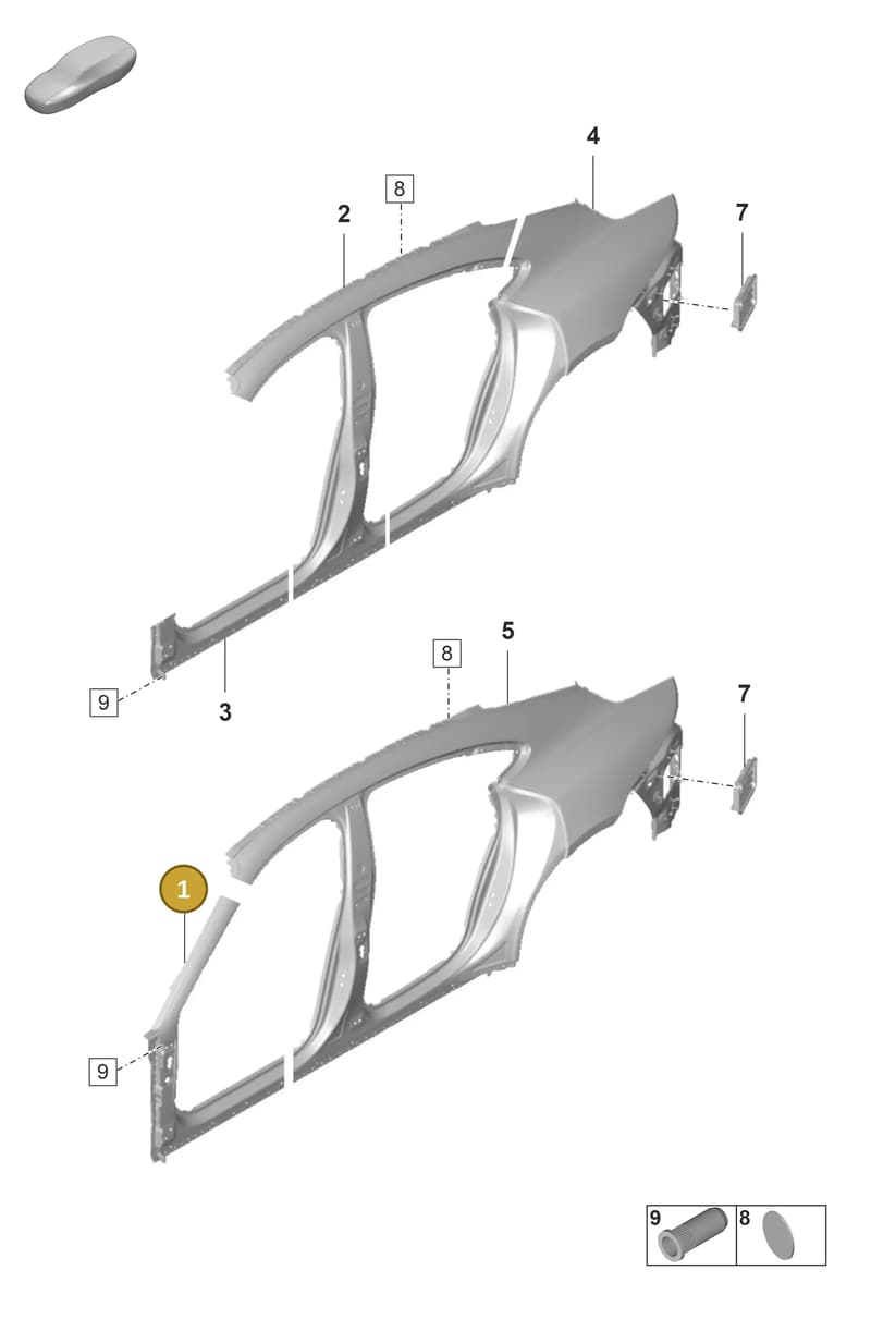 9J1809042YGRV — Porsche Taycan Sport Turismo (2019-2024) diagram p56801500, position 1