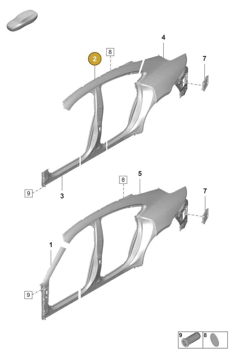9J1809086YGRV — Porsche Taycan Sport Turismo (2019-2024) diagram p56801500, position 2