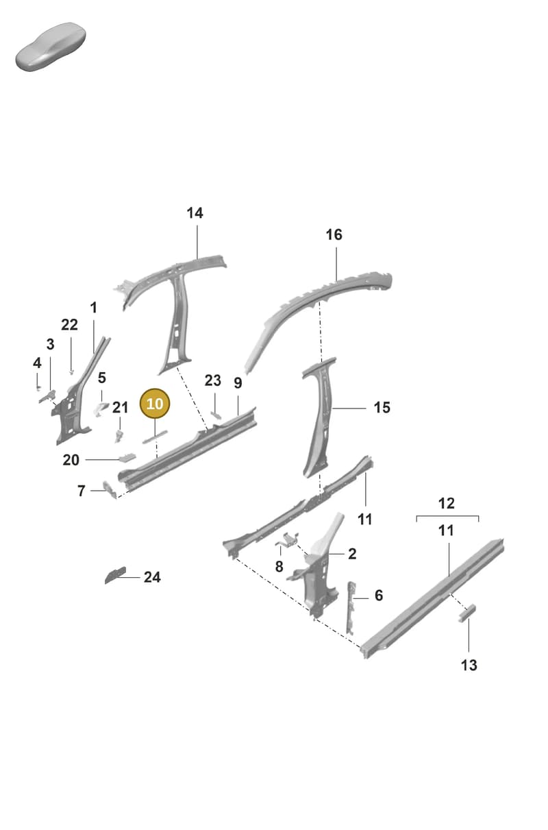 9J1809170Y — Porsche Taycan Sport Turismo (2019-2024) diagram p56801400, position 10