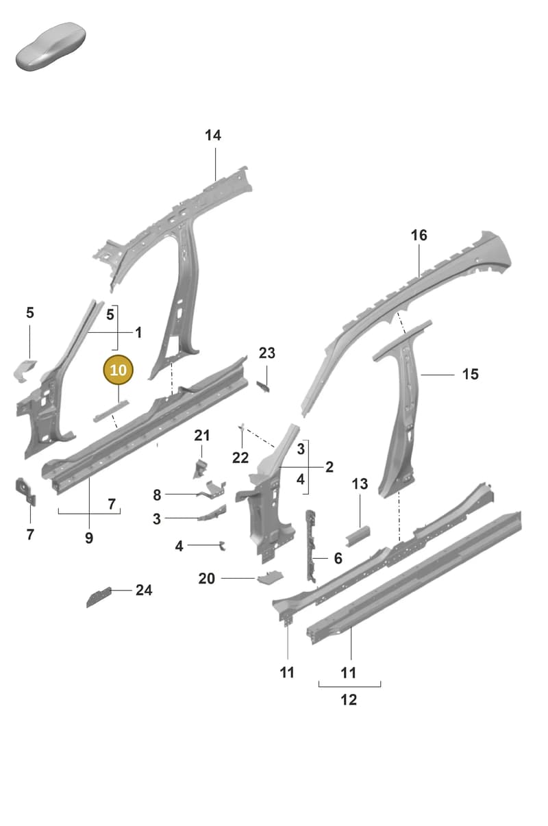 9J1809170Y — Porsche Taycan Sport Turismo (2019-2024) diagram p56801425, position 10