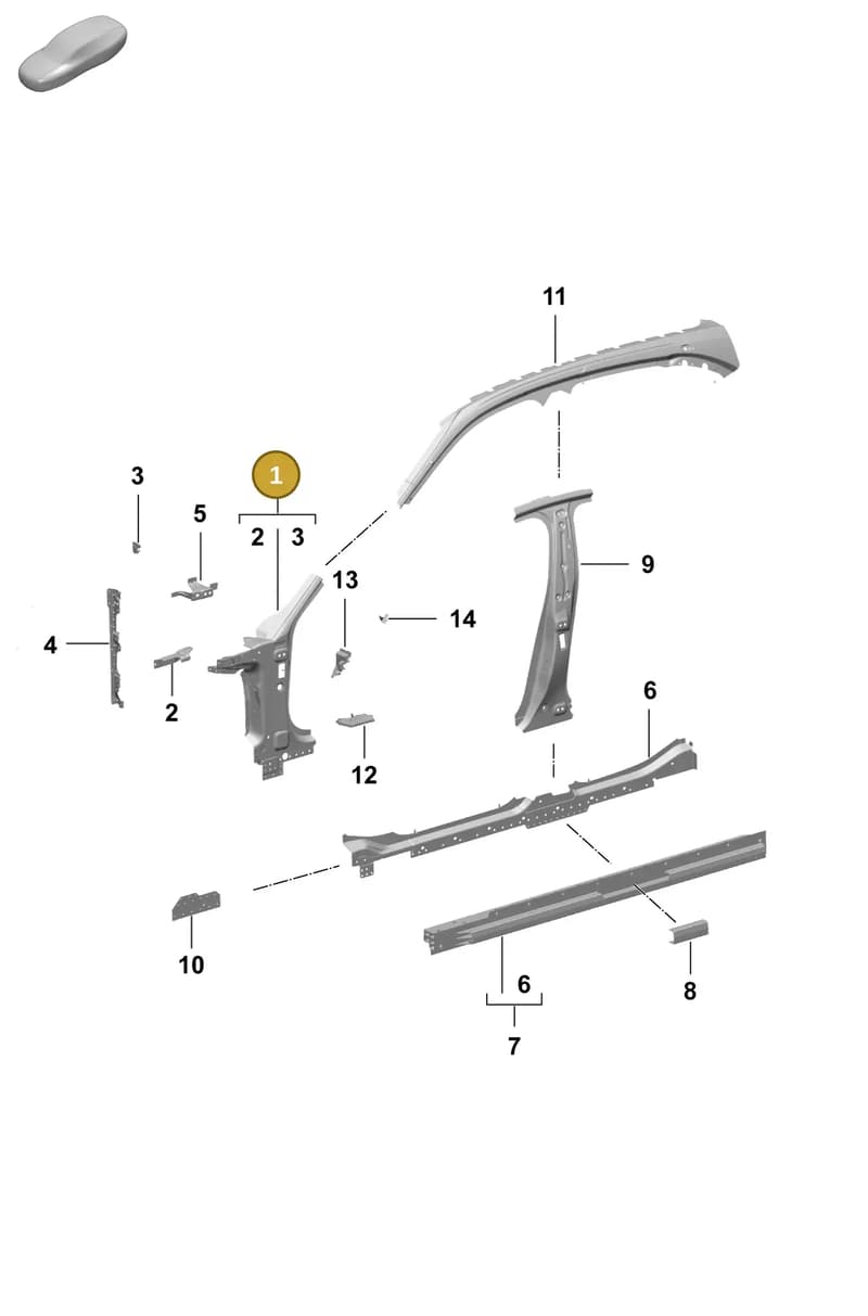 9J1809203YGRV — Porsche Taycan Sport Turismo (2023-) diagram p64801520, position 1