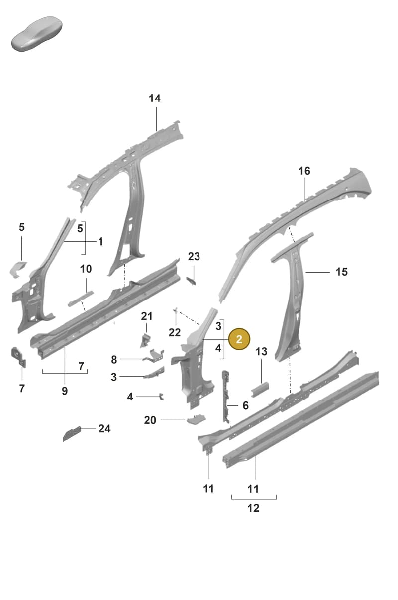 9J1809204Y — Porsche Taycan Sport Turismo (2019-2024) diagram p56801425, position 2