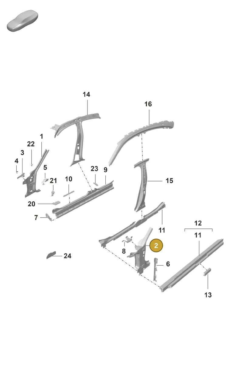 9J1809204YGRV — Porsche Taycan Sport Turismo (2019-2024) diagram p56801400, position 2