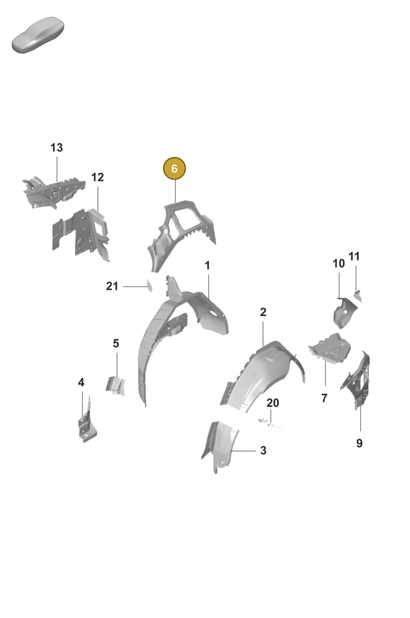 9J1809264YGRV — Porsche Taycan Sport Turismo (2019-2024) diagram p56801450, position 6