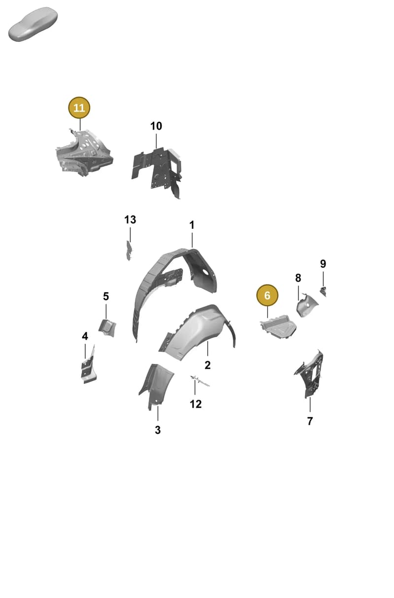 9J1809264YGRV — Porsche Taycan Sport Turismo (2023-) diagram p64801530, position 6+11