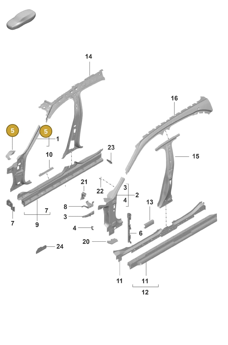 9J1809304Y — Porsche Taycan Sport Turismo (2019-2024) diagram p56801425, position 5