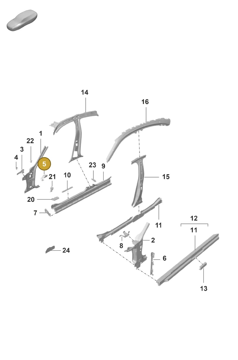 9J1809304YGRV — Porsche Taycan Sport Turismo (2019-2024) diagram p56801400, position 5