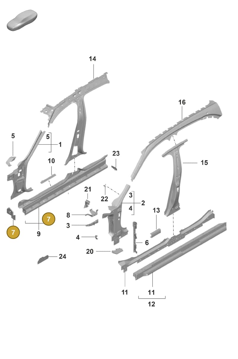 9J1809342Y — Porsche Taycan Sport Turismo (2019-2024) diagram p56801425, position 7