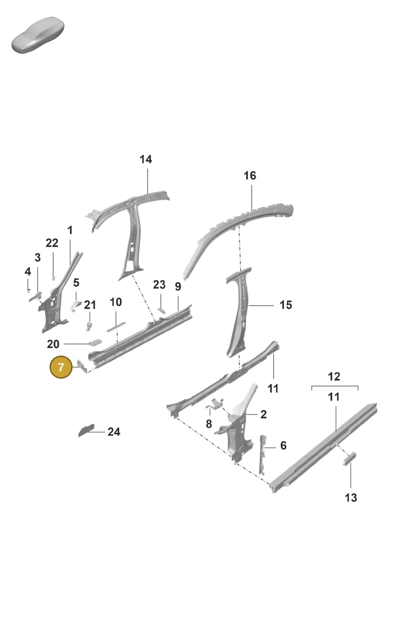 9J1809342YGRV — Porsche Taycan Sport Turismo (2019-2024) diagram p56801400, position 7