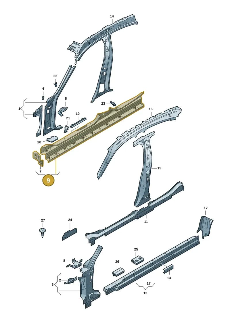 9J1809377Y — Audi RS e-tron GT (2020-2025) diagram 4j1809000, position 9