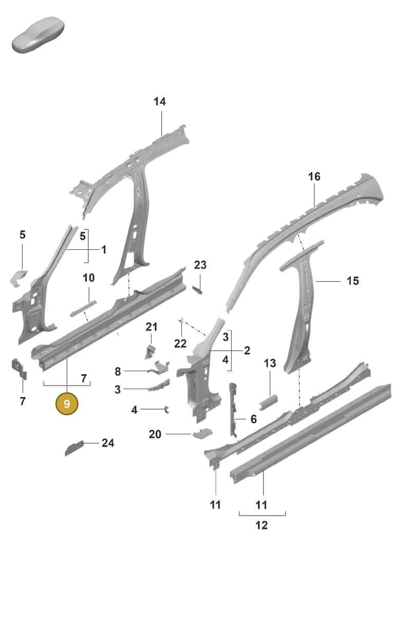 9J1809378YGRV — Porsche Taycan Sport Turismo (2019-2024) diagram p56801425, position 9