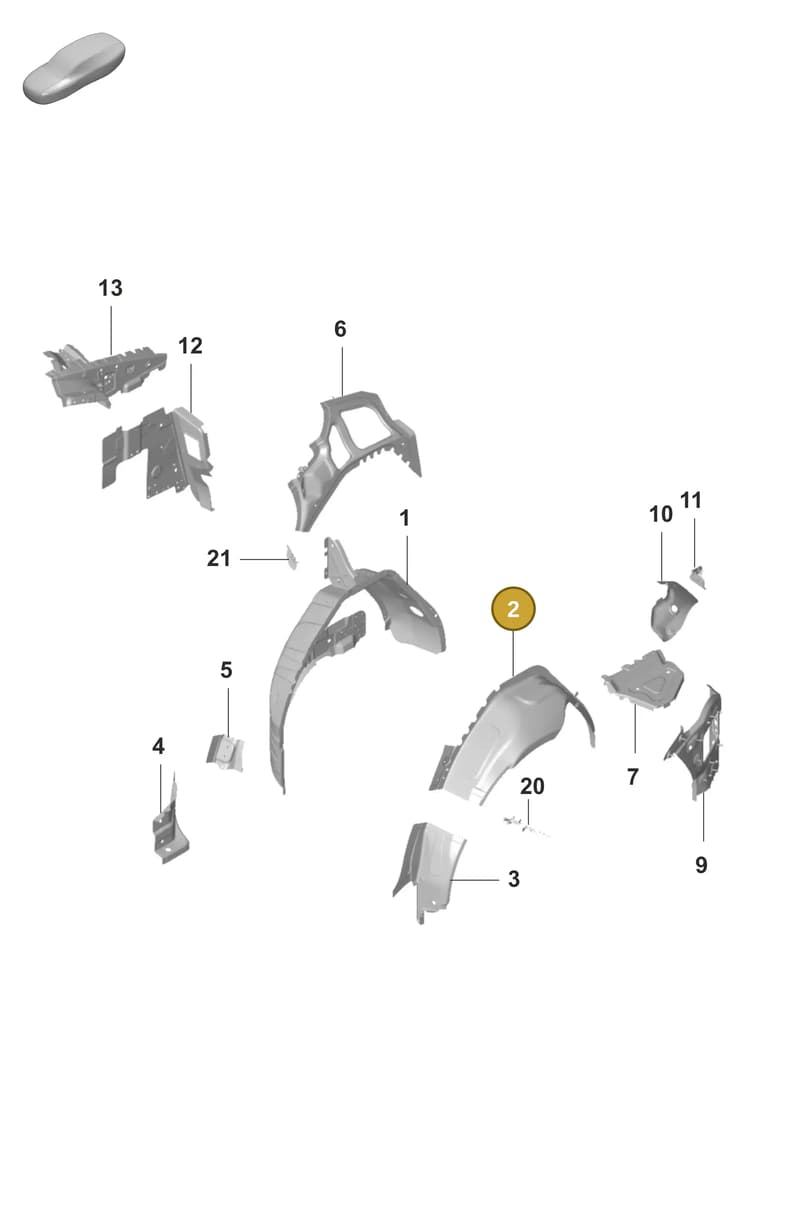 9J1809409YGRV — Porsche Taycan Sport Turismo (2019-2024) diagram p56801450, position 2