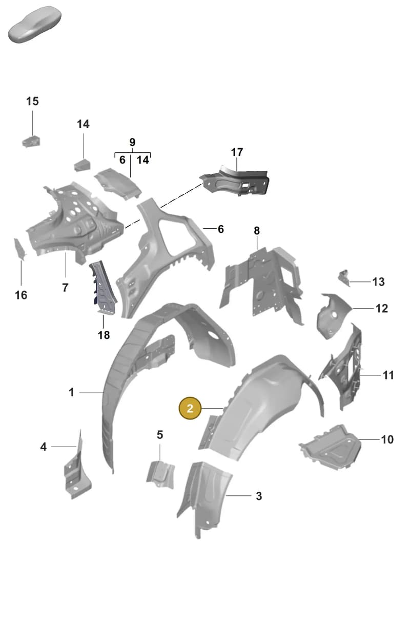 9J1809409YGRV — Porsche Taycan Sport Turismo (2019-2024) diagram p56801475, position 2