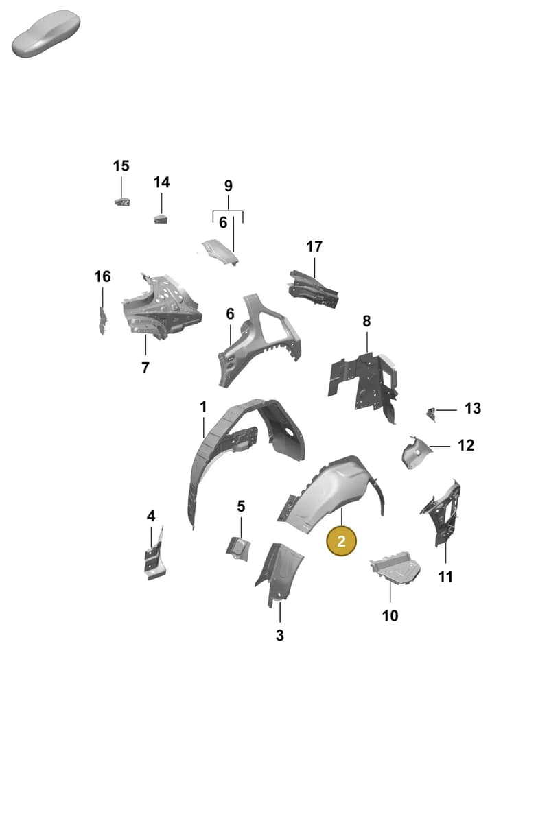 9J1809409YGRV — Porsche Taycan Sport Turismo (2023-) diagram p64801540, position 2