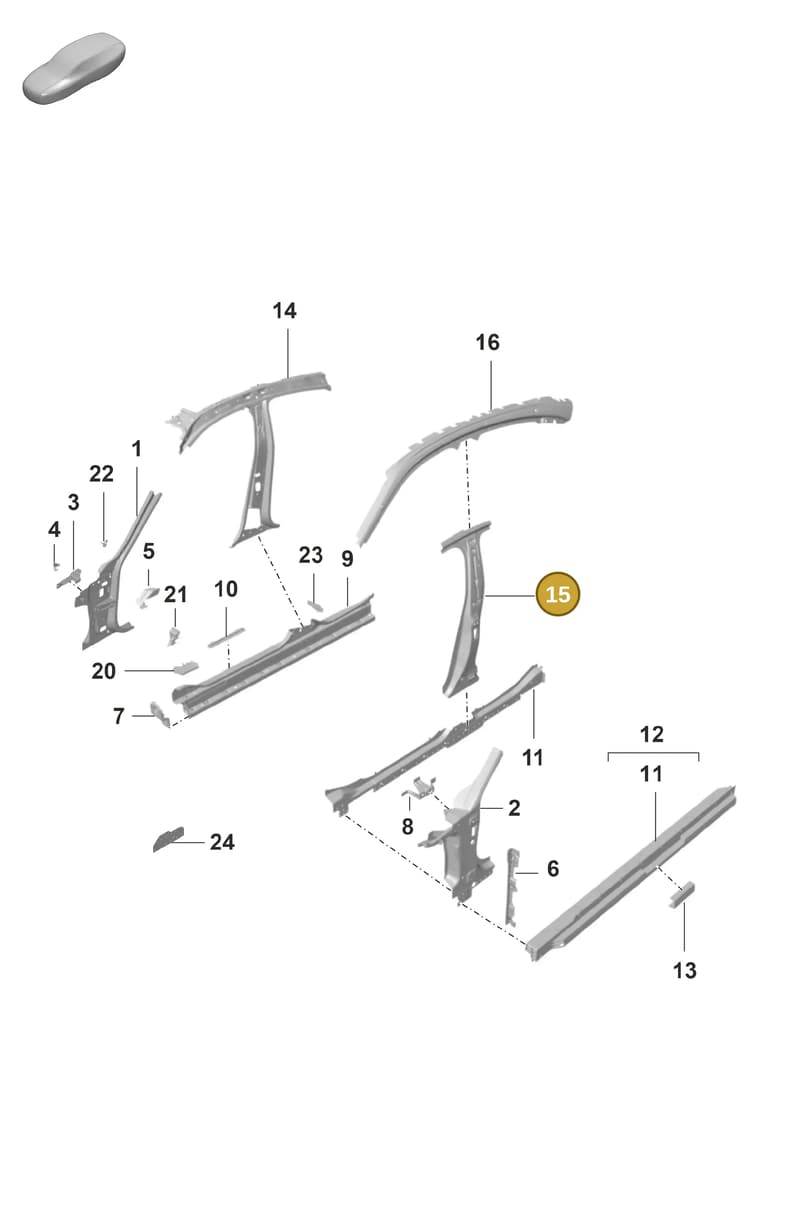 9J1809511YGRV — Porsche Taycan Sport Turismo (2019-2024) diagram p56801400, position 15