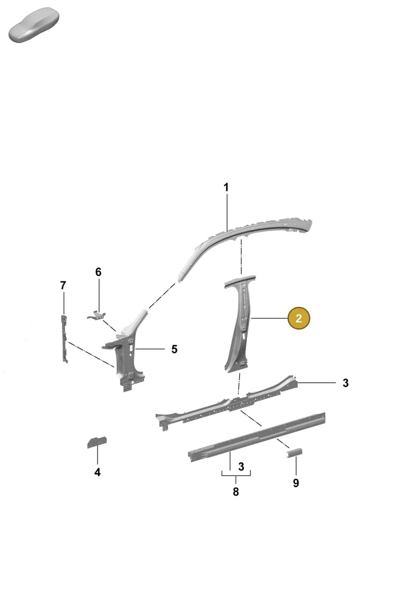 9J1809512YGRV — Porsche Taycan Sport Turismo (2023-) diagram p64801510, position 2