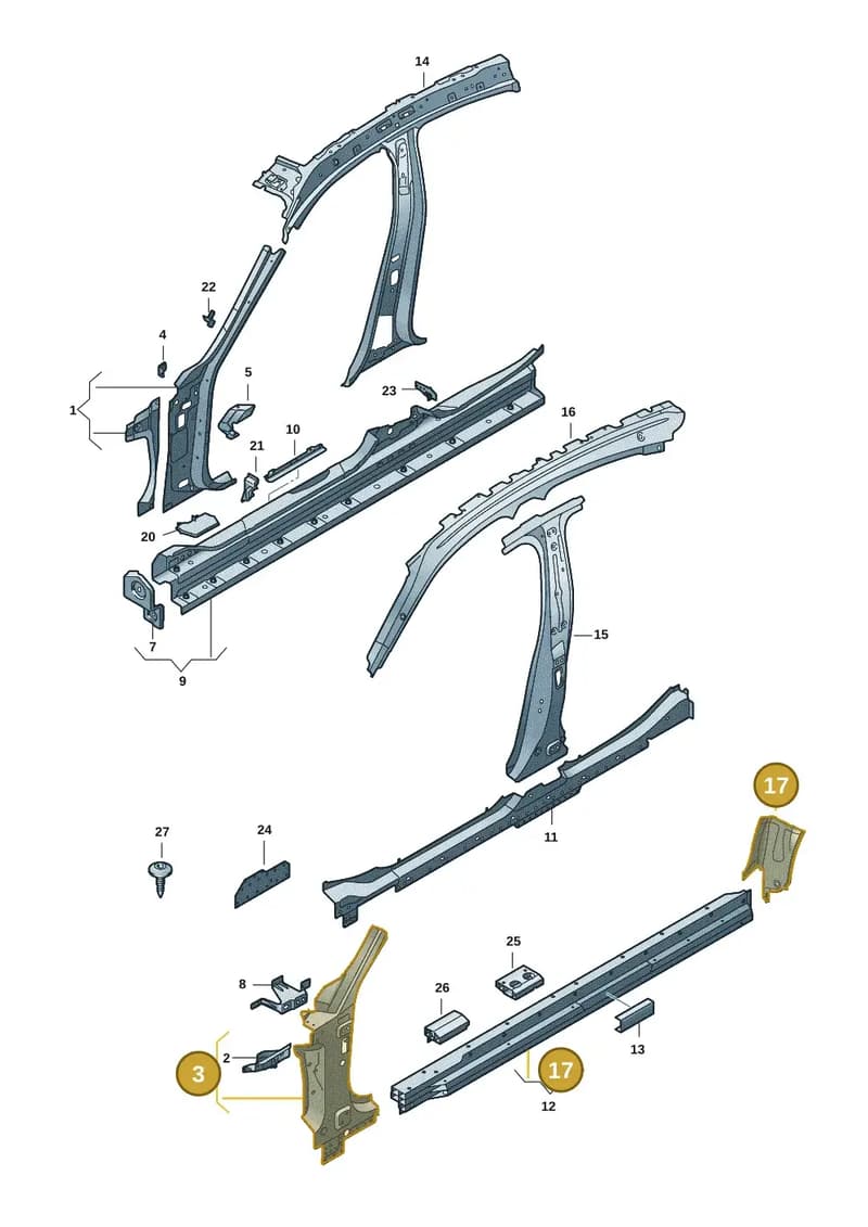 9J1809553Y — Audi RS e-tron GT (2020-2025) diagram 4j1809000, position 3+17
