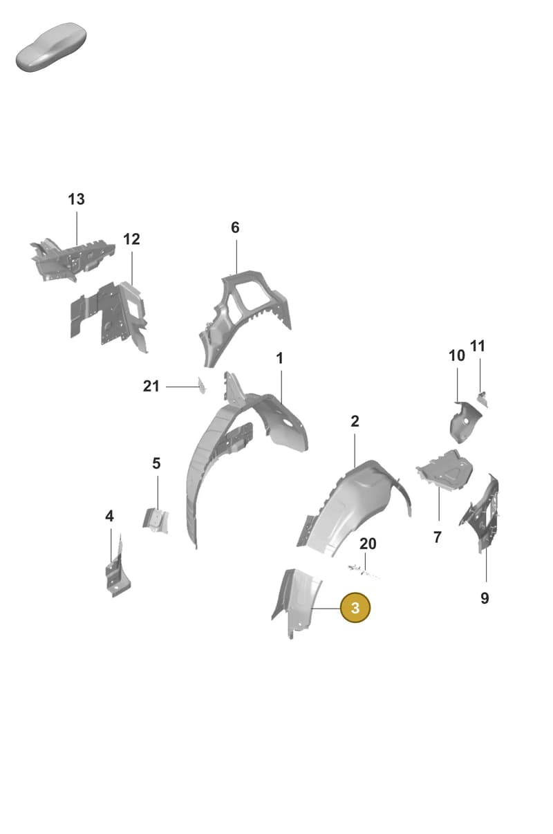 9J1809553Y — Porsche Taycan Sport Turismo (2019-2024) diagram p56801450, position 3