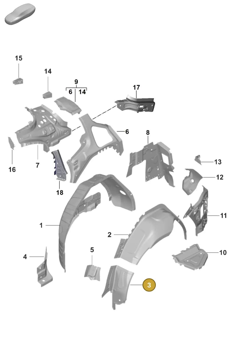 9J1809553Y — Porsche Taycan Sport Turismo (2019-2024) diagram p56801475, position 3