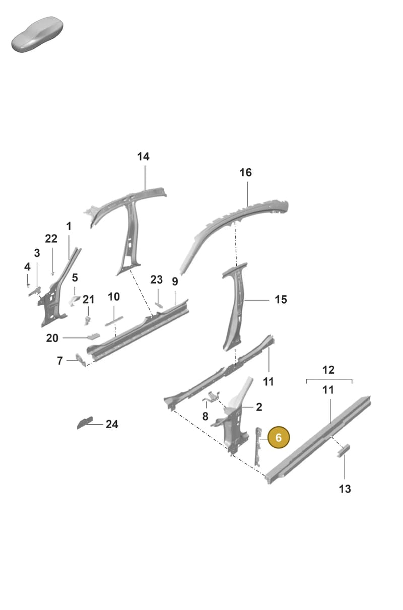 9J1809574Y — Porsche Taycan Sport Turismo (2019-2024) diagram p56801400, position 6