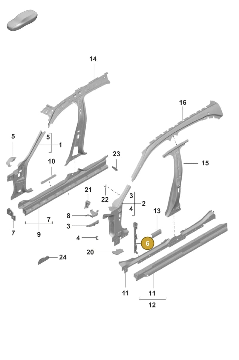 9J1809574Y — Porsche Taycan Sport Turismo (2019-2024) diagram p56801425, position 6