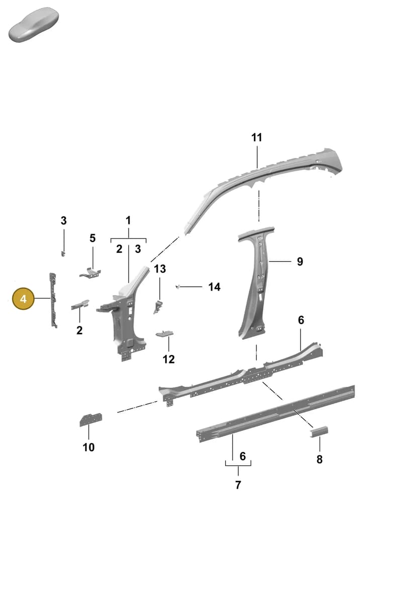 9J1809574Y — Porsche Taycan Sport Turismo (2023-2025) diagram p64801520, position 4