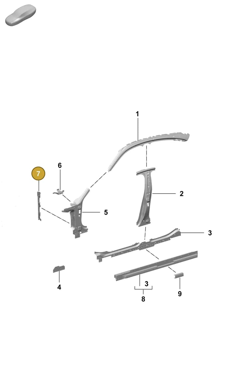 9J1809574Y — Porsche Taycan Sport Turismo (2023-2025) diagram p64801510, position 7