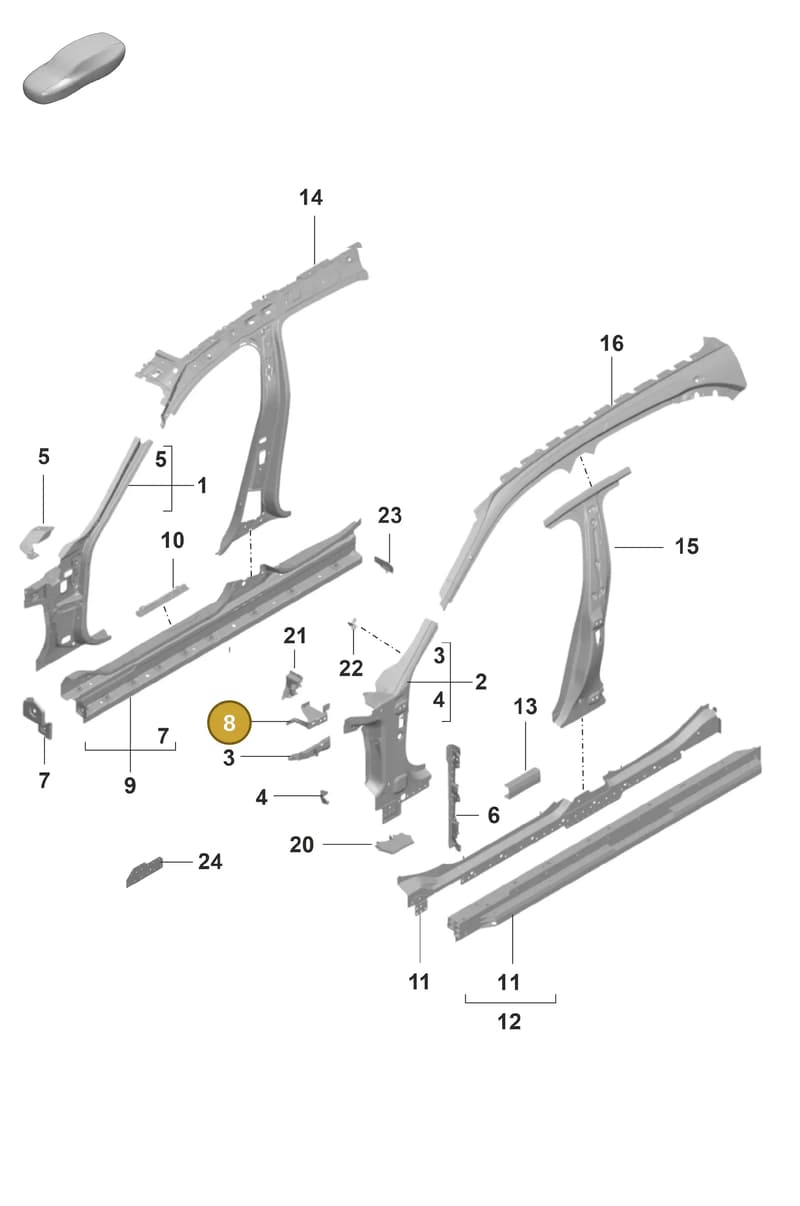 9J1809627Y — Porsche Taycan Sport Turismo (2019-2024) diagram p56801425, position 8