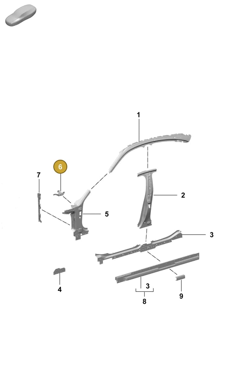9J1809627YGRV — Porsche Taycan Sport Turismo (2023-) diagram p64801510, position 6