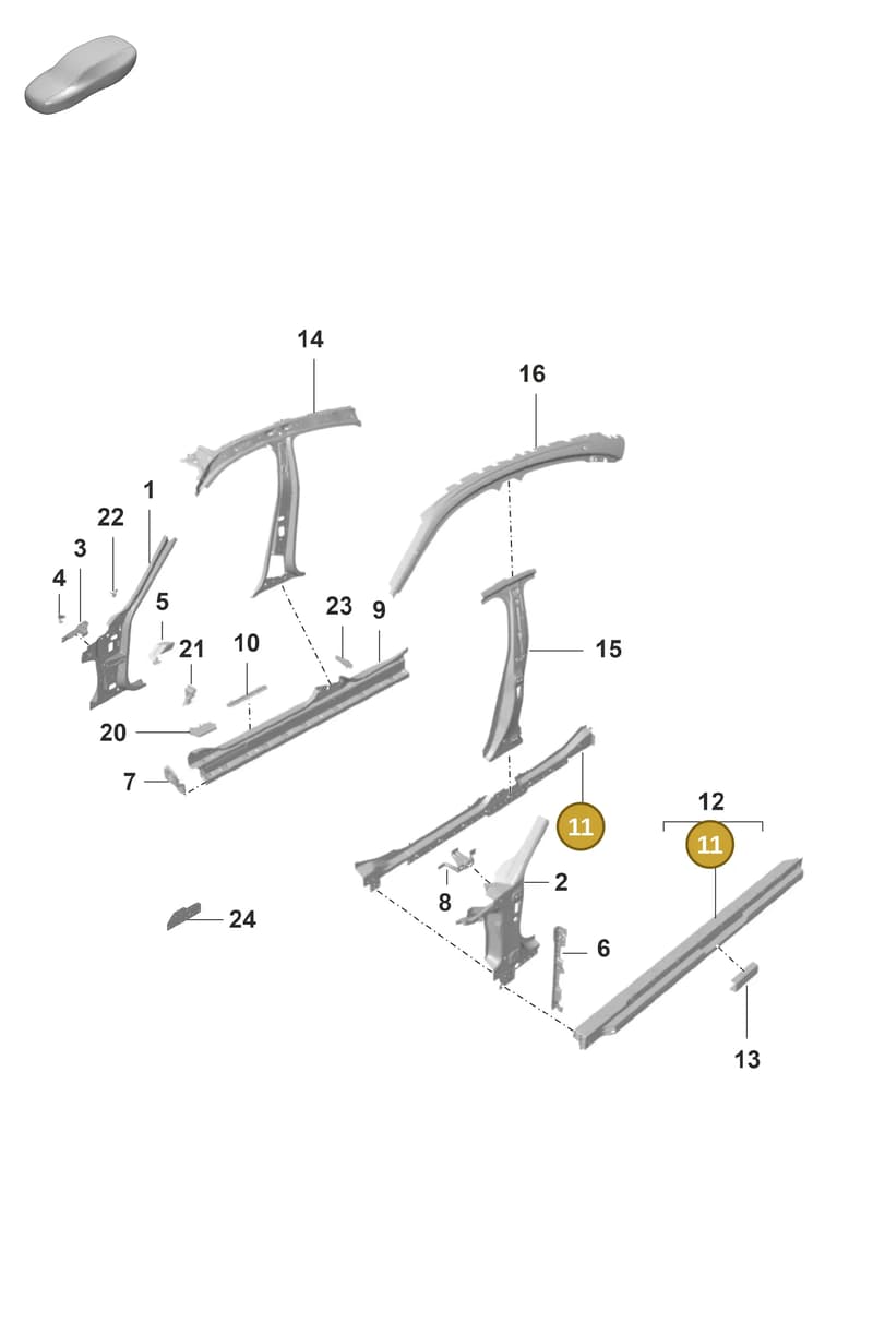 9J1809755YGRV — Porsche Taycan Sport Turismo (2019-2024) diagram p56801400, position 11