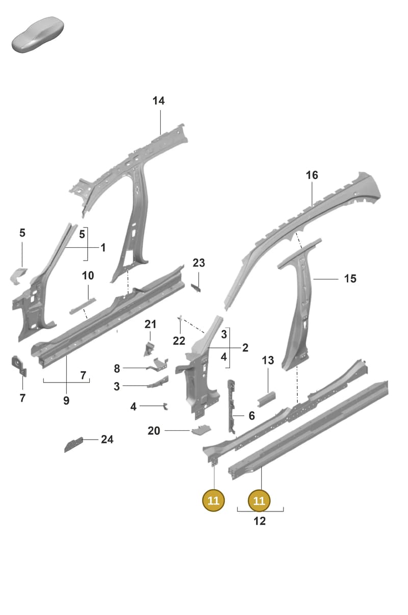 9J1809756YGRV — Porsche Taycan Sport Turismo (2019-2024) diagram p56801425, position 11