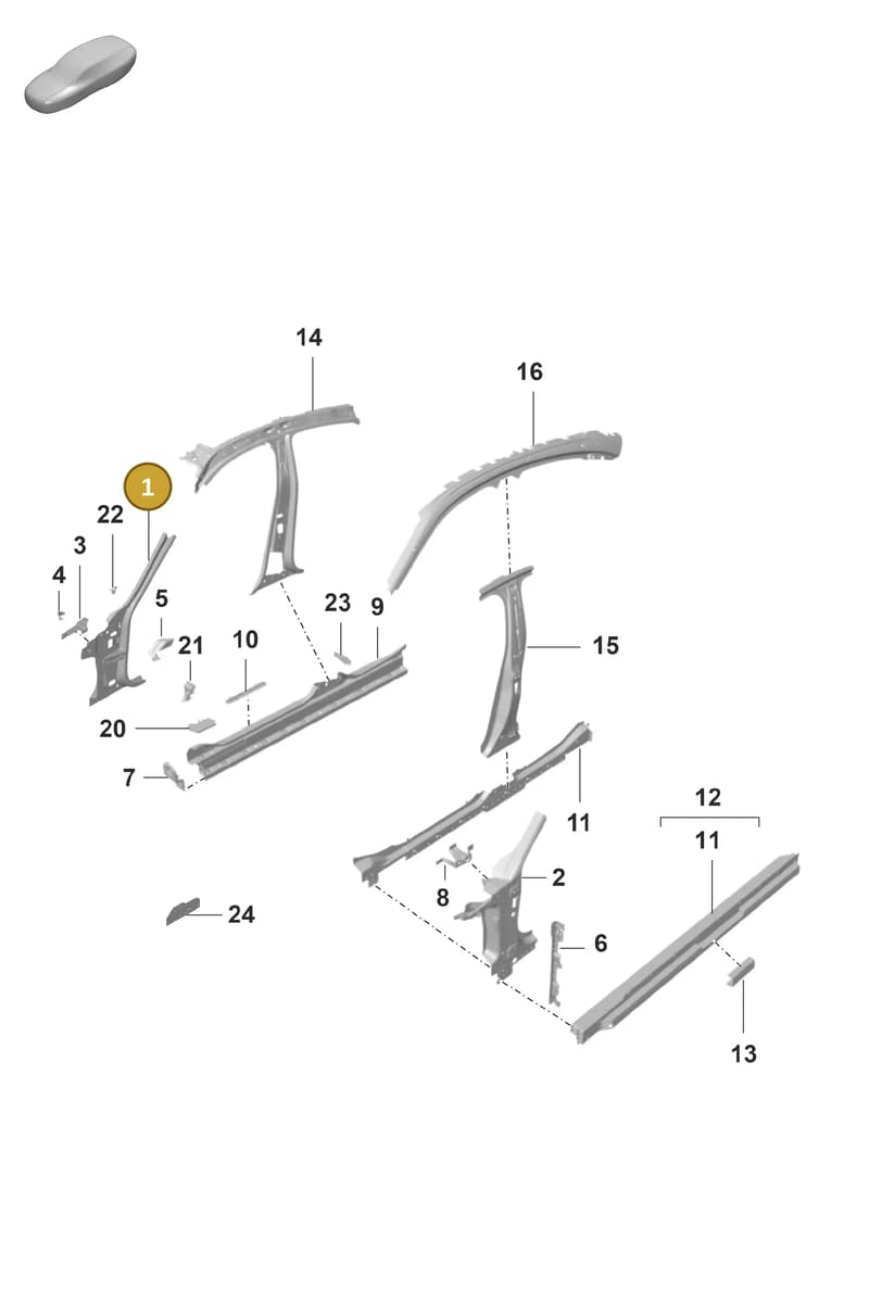 9J1810007Y — Porsche Taycan Sport Turismo (2019-2024) diagram p56801400, position 1
