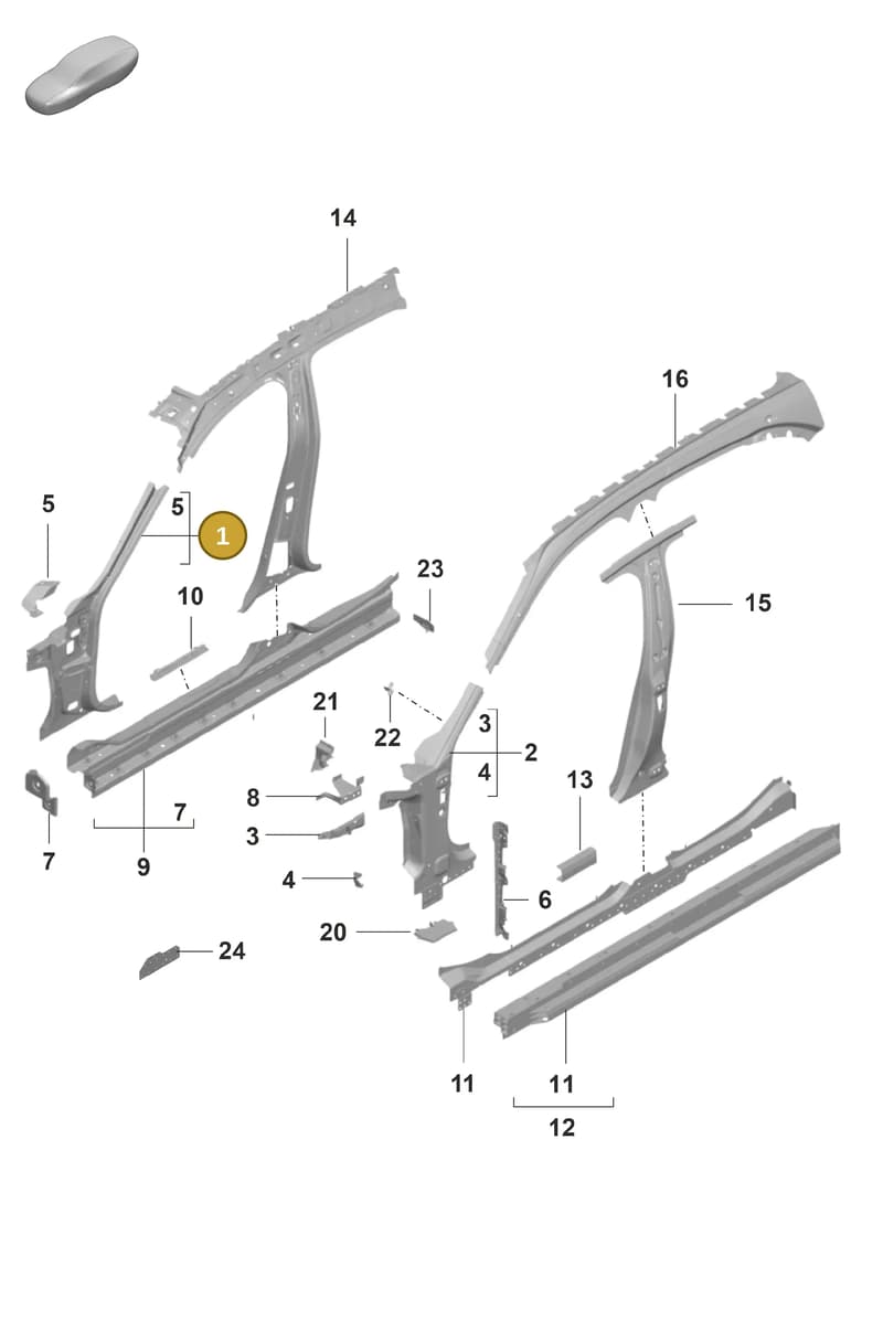 9J1810007Y — Porsche Taycan Sport Turismo (2019-2024) diagram p56801425, position 1