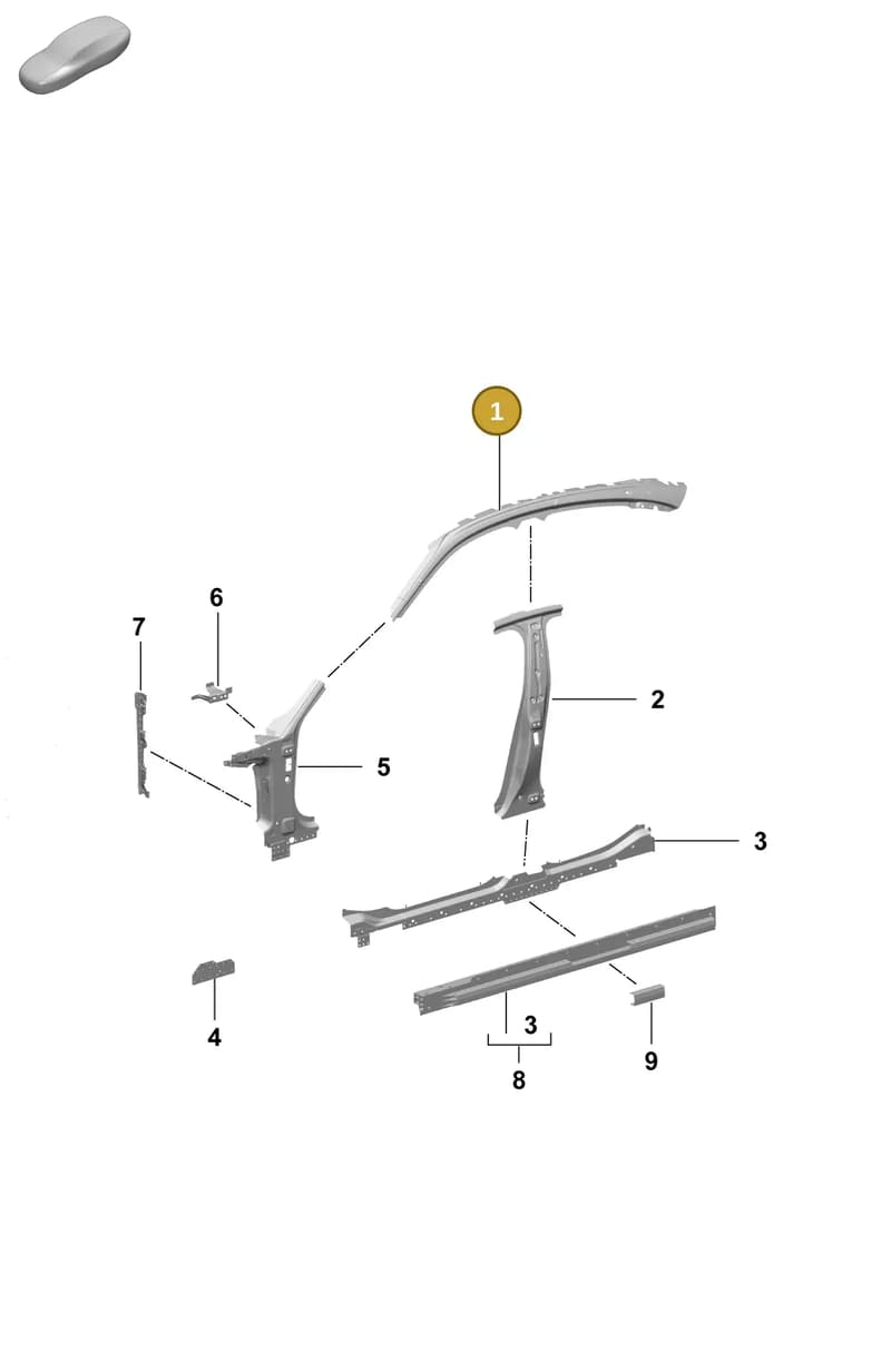 9J1810007Y — Porsche Taycan Sport Turismo (2023-2025) diagram p64801510, position 1