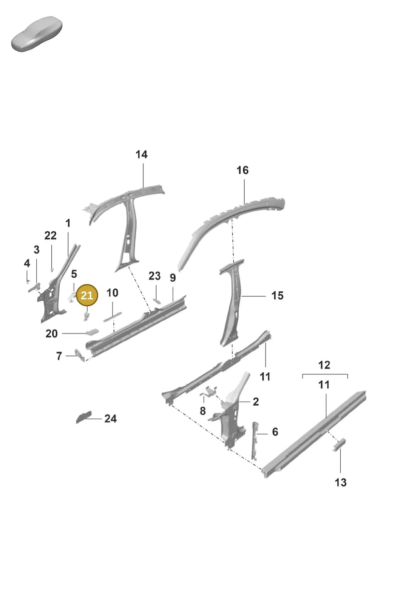 9J1810241 — Porsche Taycan Sport Turismo (2019-2024) diagram p56801400, position 21