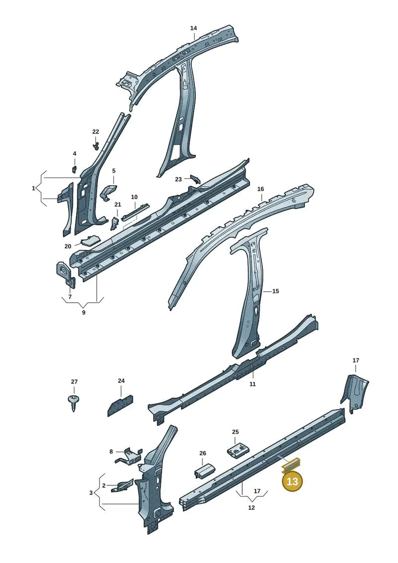 9J1810417Y — Audi RS e-tron GT (2020-2025) diagram 4j1809000, position 13