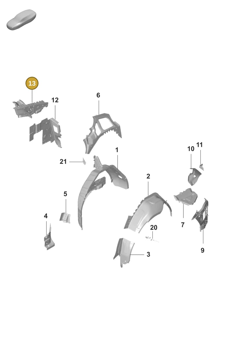 9J1810418Y — Porsche Taycan Sport Turismo (2019-2024) diagram p56801450, position 13