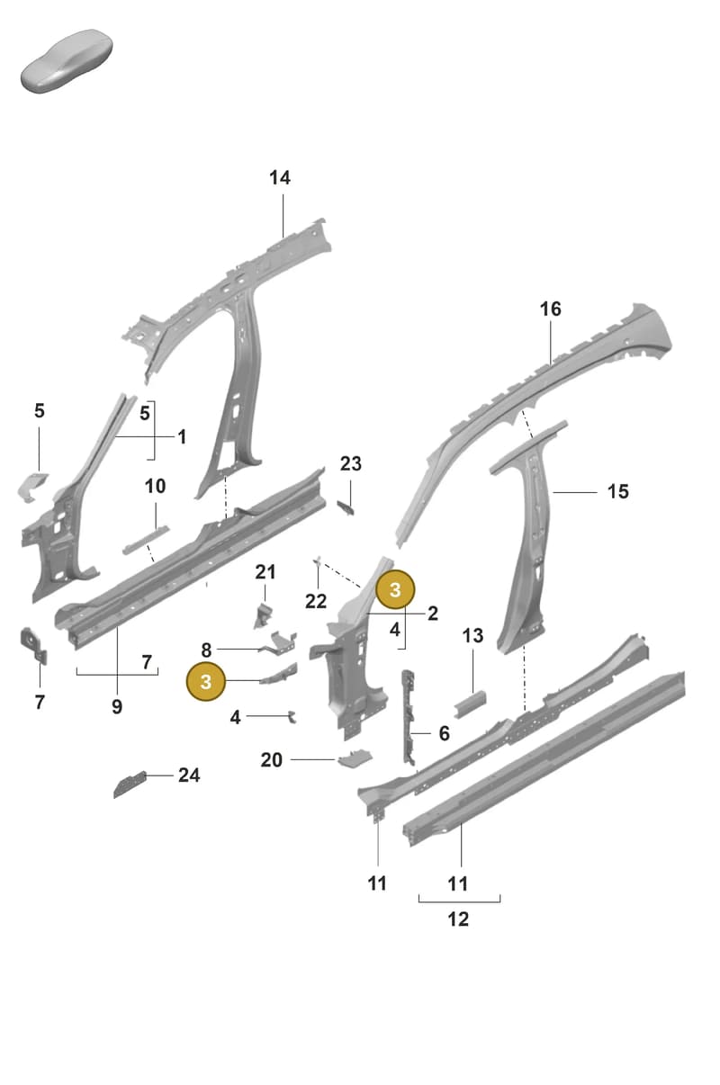 9J1810455Y — Porsche Taycan Sport Turismo (2019-2024) diagram p56801425, position 3