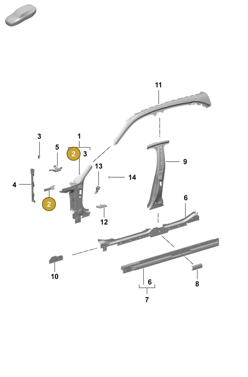 9J1810455Y — Porsche Taycan Sport Turismo (2023-2025) diagram p64801520, position 2